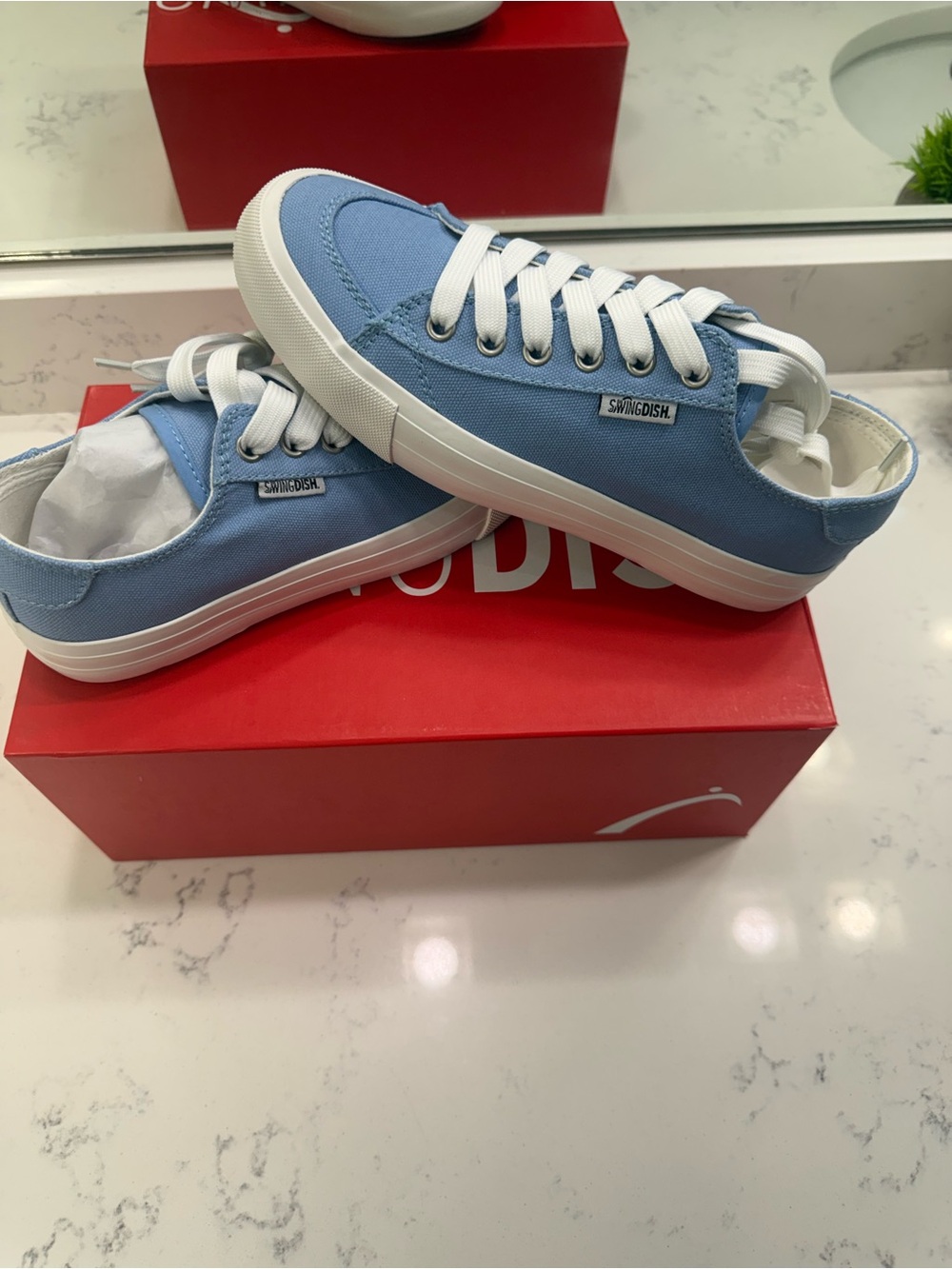 Sky Blue SwigDish Canvas Sneakers with White Soles